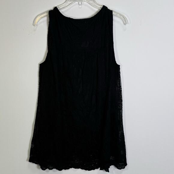 Ultra Pink Women’s Black Lace Sleeveless Tank Top Blouse 1X Plus Size - Picture 6 of 8